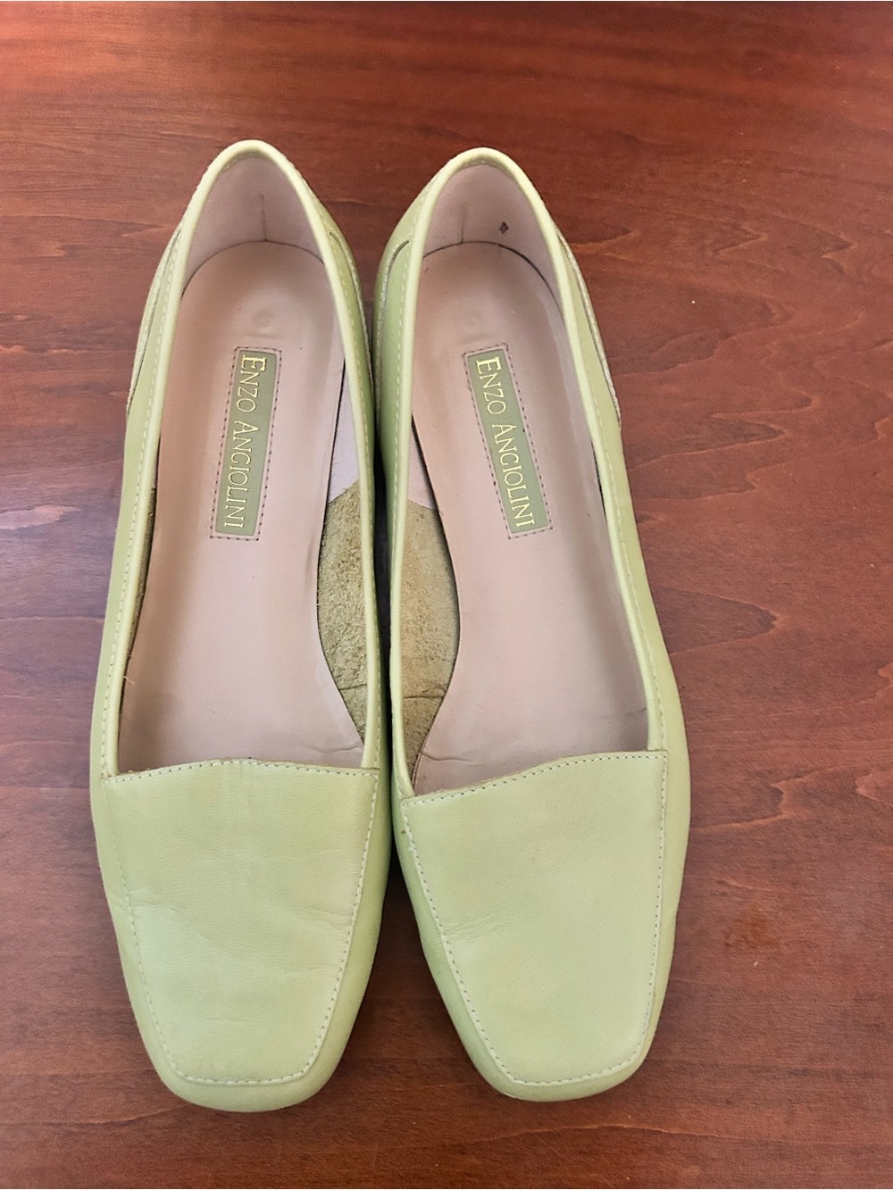 Enzo Angiolini Lime Green Leather Slip-On Flats 7W